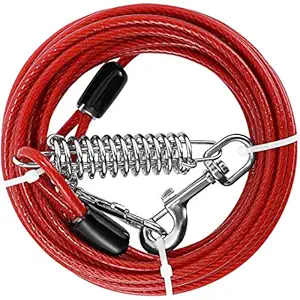 Smarty Pet Tie Out Cable for Medium & Large Dogs (Color May Vary) (20Ft Red)