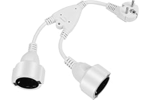 Gaethra Doppia spina per presa 2 in 1 adattatore presa con cavo flessibile 250V 16A 3680W Isolamento PVC Prolunga Doppia Spina per Casa, Ufficio, Cucina, Bianco