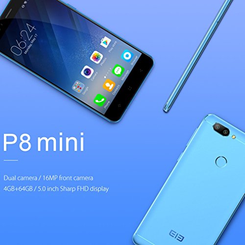 Elephone P8 Mini 4G Smartphone Ohne Vertrag 5.0 Zoll 1080P FHD IPS Android 7.0 Octa Core Dual SIM 4GB RAM+64GB ROM 16MP Vordere Kamera und 13MP+2MP Dual Hintere Kameras Fingerabdruck ID(Blau)
