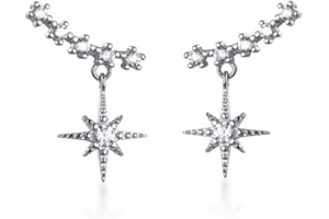 SLUYNZ Chispeante Estrella Soltar Pendientes para Mujeres Adolescentes Chicas Plata Esterlina Estrella Envolver Aretes Pendientes