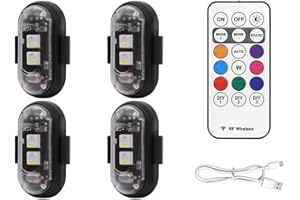 LIUDUO 4 luci stroboscopiche a LED fili con, 8 colori USB Charing luci di emergenza impermeabili