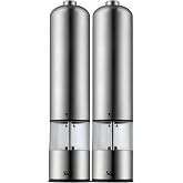 SILIT Salt and pepper mill electric set 2 pieces | stainless steel | ceramic mill - grinding thickness stepless to the moon