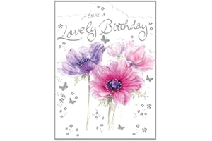Noel Tatt General Female Birthday Card for Women/Girls - Watercolour Flowers Embossed with Foil & Scallop Edge - Eco-Friendly & Recyclable