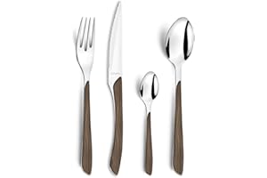 Amefa ECLAT zestaw sztućców Nature z ciemnego drewna, 24-częściowy zestaw sztućców dla 6 osób, stal nierdzewna, uchwyty z tworzywa sztucznego o wyglądzie drewna, nadają się do mycia w zmywarce, 6 osób