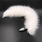 Leosi White Faux Fox Tail Stainless Steel Fun Plug Romance Games Play Party Toy Love Gift for High Happy (Style 1,S)