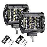 SÚPER BRILLO ---- El 4" 72w foco led tractor tiene 24pcs/par CSP LED avanzados. 6000k blanca fríos dan mejor iluminación para un coche, patrón de haz perfecto de 360°, sin puntos oscuros o zonas de sombra, que te hace ver de forma clara la carretera, para mejorar la seguridad en trayectos nocturnos.