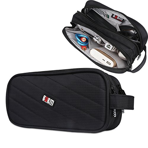 BUBM Universal Tasche Tragetasche für Elektronische Kleingeräte Organisator Reisetasche für Zubehör (Groß,Schwarz)