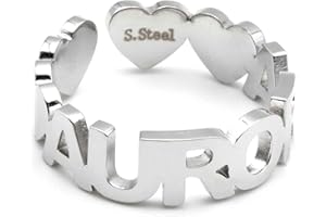 Colours & Beauty Anello Donna Regolabile Personalizzato con Nome In Acciaio | Gioielli con Nome | Anelli Donna Regolabili In Acciaio | Fedine Con Nome