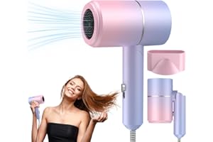 AVCXEC Hair Dryer,Foldable Fast Drying Ionic Hairdryers for Women Hairdryer Low Noise Lightweight Ionic Blow Dryer with Heating and Cool Button Ironic Hair Dryers Travel Hairdryer for Women (Pink Blue)