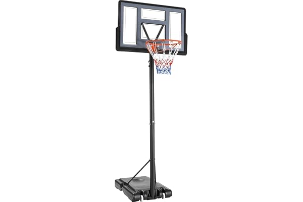 Panier de Basket Exterieur 135-305 cm Panier de Basket sur Pied Hauteur Réglable avec Roues Base de Remplissage d'eau & de Sable pour Adults & Enfants