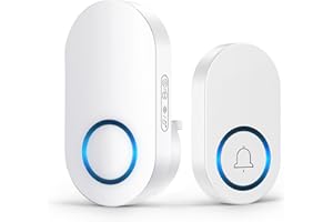 ELESTYLE Vexloria Wireless Doorbell with Receiver, 150M Long Range Door Bells Battery Operated, Door Chime kit with 60 Melodies, 4 Volume Levels, LED Flash-White