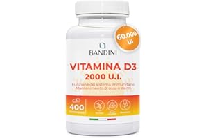 Bandini® Vitamina D 60.000 UI/mese 400 Compresse (+1 Anno), Difese Immunitarie, Salute di Ossa, Denti e Muscoli, Metabolismo del Calcio, 50 mcg di Colecalciferolo, Vitamin D3 Pura ad Alto Dosaggio