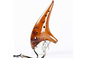 ZETONG Ocarina Ocarina Alto Do 12 trous en céramique fumée avec livre de chansons pour débutants, idée cadeau (ambre)