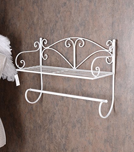 Wandregal Shabby Chic Handtuchhalter Weiss Hängeregal Wandboard