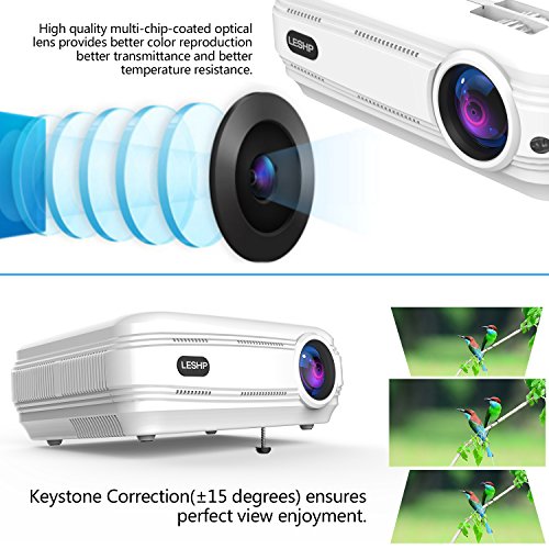 LESHP 1080P HD LCD Beamer, 3200 Lumens LED Heimkino Video Projektor Kontrast 3000:1 Support HDMI / VGA / AV / USB / SD fÃ¼r TV Laptop Computer Xbox iPhone Smartphone