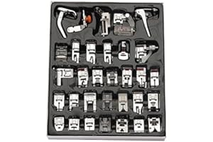 FAMILYMALL 32Pcs Sewing Machine Presser Foot Set for Janome Brother Singer Domestic Part (32pcs)