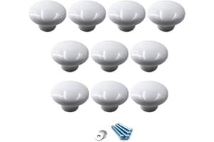 FLOMORE blanc Poignées et boutons de tiroir ceramique poignée de meuble porte bouton Pour la chambre des enfants Pack de 10 (vient avec des vis)
