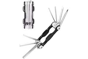 QitinDasen 7 en 1 Multifonction Vélo Réparation Outil, Mini Vélo Multi-Outil Kit, Pliable Portatif Vélo Maintenance Outil (Noir)