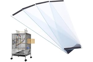 Cachpib Abdeckung für Vogelkäfig, transparent, PVC, für Sittiche, Sittiche, Käfig-Zubehör, Vogelkäfig-Samenfänger für Sittiche, Papageien, Nymphensittiche, groß, 4 Stück