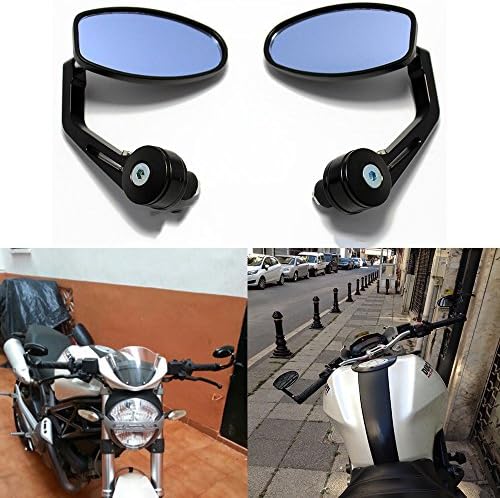 Universal Motorcycle Motorbike Scooter Bar Adjustable End Rearview Mirrors Fit 7/8" Black side mirrors