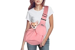 Nasjac Marsupio per Animali Domestici, Borsa da Trasporto a Mano Papoose per Cani con Tracolla Imbottita Regolabile supportata dal Fondo (Rosa)