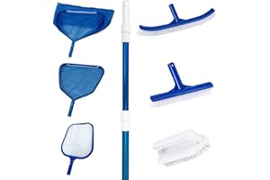 Poolpanda Poolreiniger Set Poolkescher feinmaschig Poolbürste Teleskopstange (Set XL Pro)