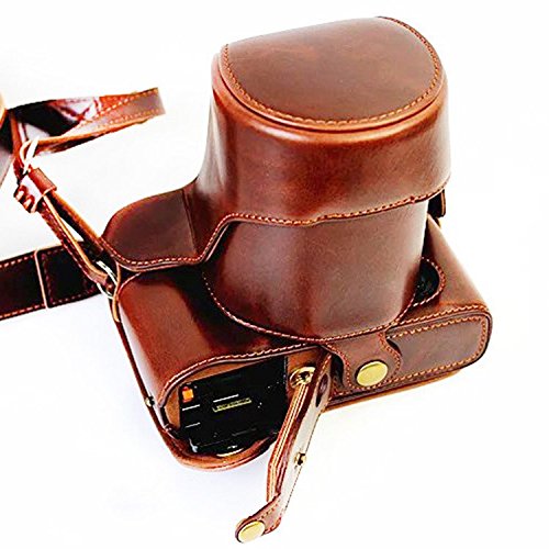 First2savvv XJD-XA2-HH10G10 Premium Qualität braun Ganzkörper- präzise Passform PU-Leder Kameratasche Fall Tasche Cover für Fujifilm Fuji XA2.XA1.XM2.XM1 mit SD-Kartenleser - 2