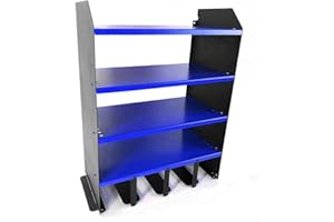 MegaMaxx Power Tools Storage Charging Station with 4 Tool Hanging Capacity and 4 Shelf - Wall Mount Toolbox Rack Cabinet for Home, Workshop, DIY Garage Hand Tools Organiser (Blue)