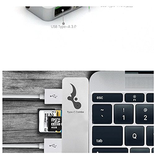 Typ C USB 3.0 High Speed 3 in 1 Combo Hub für Macbook USB C Hub mit 3 USB 3.0 1 SD Port und 1 USB C Port Ultra Leicht Mobil für Type C Computer und Tablets Wie MacBook Pro 2016 MacBook 2015 2016 Google Chromebook 2016 - 4