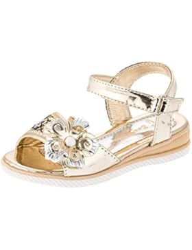 Modische Kinder Mädchen Sandalen, Sandaletten mit Blume und Glitzer in 4 Farben