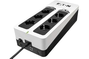‎EATON Eaton 3S 550 DIN - 3S550D - Unterbrechungsfreie Stromversorgung (USV) - 550 VA mit Überspannungsschutz (6 DIN Ausgänge, Überspannungsschutz, Schalldämpfer) - Weiß & Schwarz