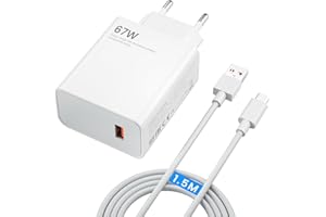 JICGHEMG Cargador 67w xiaomi, HyperCharge para Redmi Note 13, 12, 11 Pro, Xiaomi 13, 12, 11 Pro, 11 Ultra, Pad 7 P, Redmi K60E, K60, K50, K40S, Pad 2 P, Xiaomi Mix Fold Series, 1.5M 6A Cable USB-C