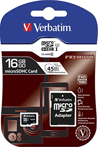 Verbatim microSDHC Speicherkarte 16 GB Class 10 inklusive SD Adapter