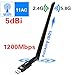 Produktbild Elekele WLAN Stick 1200Mbit/s, 5dBi Antenne, Dualband(5.8G/866Mbps + 2.4G/300Mbps) Wireless USB WiFi Adapter, 802.11 ac/n/g/b/a USB WiFi Dongle für Windows 10/8.1/8/7/XP/Vista/MAC OS/Linux 2.6