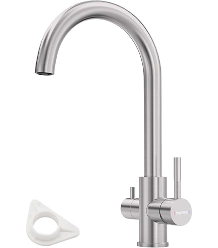 Selbro®, 3-weg Keukenkraan Voor De Keuken, 360 Graden Draaibaar, Met 3 In 1 Kraan Voor Waterfilter Spiraalveer Drinkwaterkraan Met Dubbele Hendel Hoge Druk Geborsteld Goud