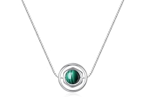 COAI Collana in Argento con Pendente Esagonale e Pietre, Ciondolo Chakra in Pietre Benefiche Naturali Genuine