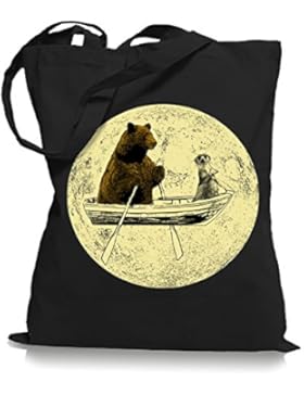 Ma2ca® Bear Moon Stoffbeutel Einkaufstasche Tasche Tragetasche / Bag WM101