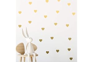 StickerDeen | Heart Shape Decoration Removable Wall Art Vinyl Decal Stickers | (Pack of 80) (Gold)