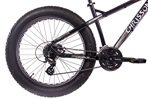 26″ Zoll FAT BIKE MOUNTAINBIKE FAHRRAD CHRISSON FAT ONE mit 24 Gang SHIMANO ALIVIO / ALTUS schwarz matt - 4