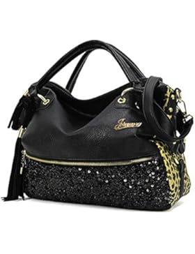 Vococal - Damen-Schultertaschen / Umhängetaschen - PU Leder Pailletten Quaste Tote Handtasche - Frauen Große Kapazität...