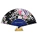Produktbild ChicEver Schöner Fächer/Handfächer, Bambus & Seide in blau schwarz grün rot, Blumen, Handarbeit, 7503