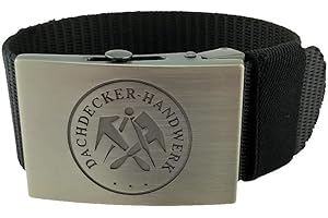 GravurManufakturBerlin Trouser Belt with Craft and Guild Sign Leather Belt Nylon Belt 4 cm Wide One Length Can Be Shortened