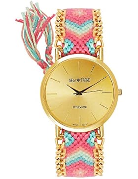 Beach Style Damenuhr Geflochten Armband Farbe Rot Rose Gold Armbanduhr Blogger Trenduhr Uhr Damen Hippie Boho...