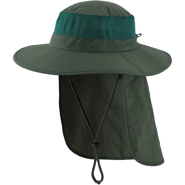 Magracy Outdoor UPF 50 zonbescherming voor heren, safarihoed, zomer, brede rand, zonnehoed met nekflap, Zwart, One size