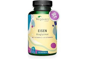 Integratore FERRO 30mg | con Vitamina C, Acido Folico, B12, B2, B6 | Anemia, Mestruazioni, Stanchezza, Difese Immunitarie | Senza Additivi | Vegan | Vegavero®