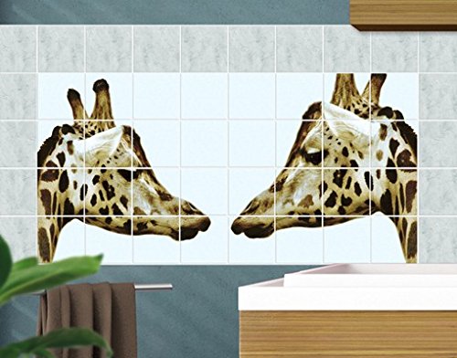 Fliesenbild Giraffes In Love Giraffen Küssen Familie Liebe Afrika, Fliesengröße:15 cm x 15 cm;Größe:60cm x 120cm