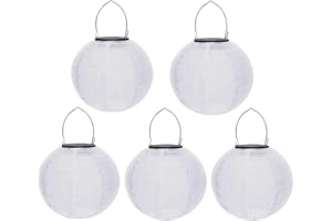 YOUNING Lampions solaires d'extérieur résistants aux intempéries - Lampions solaires en papier blanc - Lanterne de jardin LED - Lanterne solaire à suspendre - Lanternes de jardin - Lanternes en papier nylon -