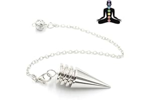 CJQRL Silber Metallpendel, Pendel Esoterik, Pendulum, Kugelpendel, mit Kette, für Radiästhesie Spitze Pendulum Healing Reiki Energietherapie Meditation Tensor(3)