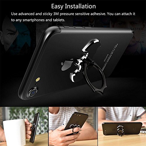 Batman Supporto Stand Universale Telefono delle Cellule, Skitic 360 Â° di Rotazione Finger Ring Stand Holder Stent Per iPhone Huawei Samsung Galaxy smartphone Any Phones anello Mount Cradle Ipad Tablet - Nero