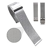 Transer® 24mm Milanese Edelstahl Uhrenarmbänder Uhrarmband Vertraglich Design Adapter für Uhren 24MM Gold, Schwarz, Silber (Silber)